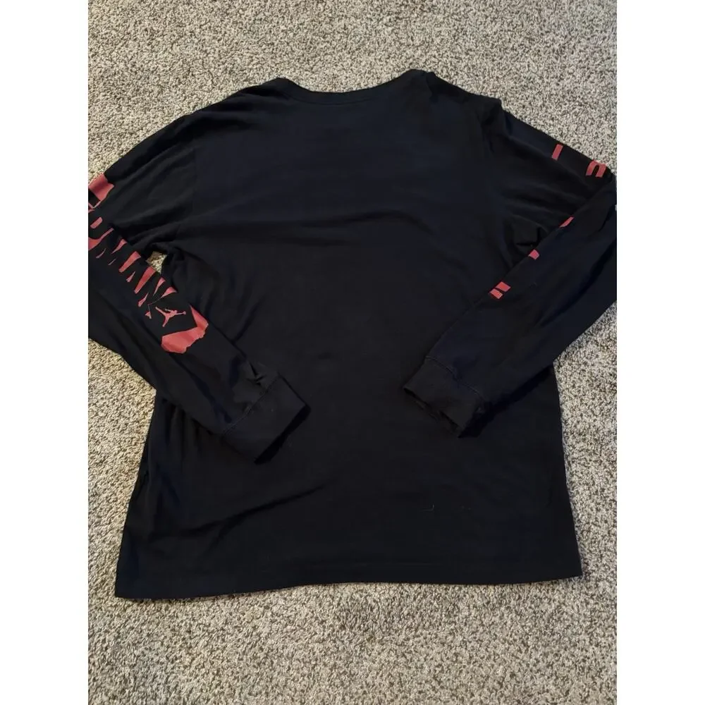 Vintage Y2K Jordan Brand Long Sleeve Shirt Black Red Jumpman Men’s Medium